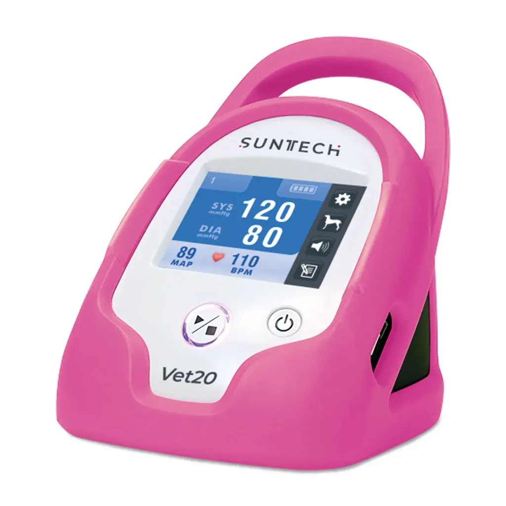[217222] Blutdruckmessgerät SunTech VET20 rosa, inkl. 6 Manschetten, Blutdruckschlauch, AA-Batterien und Schutzhülle