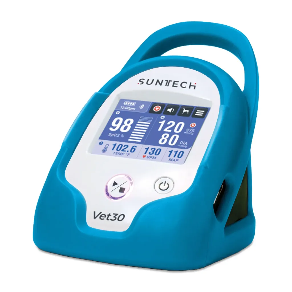 [217230] Blutdruckmessgerät SunTech VET30 blau, inkl. 6 Manschetten, SpO2-Sensor, Temperatursonde, Blutdruckschlauch, Netzteil, Li-Ionen-Akku und Schutzhülle