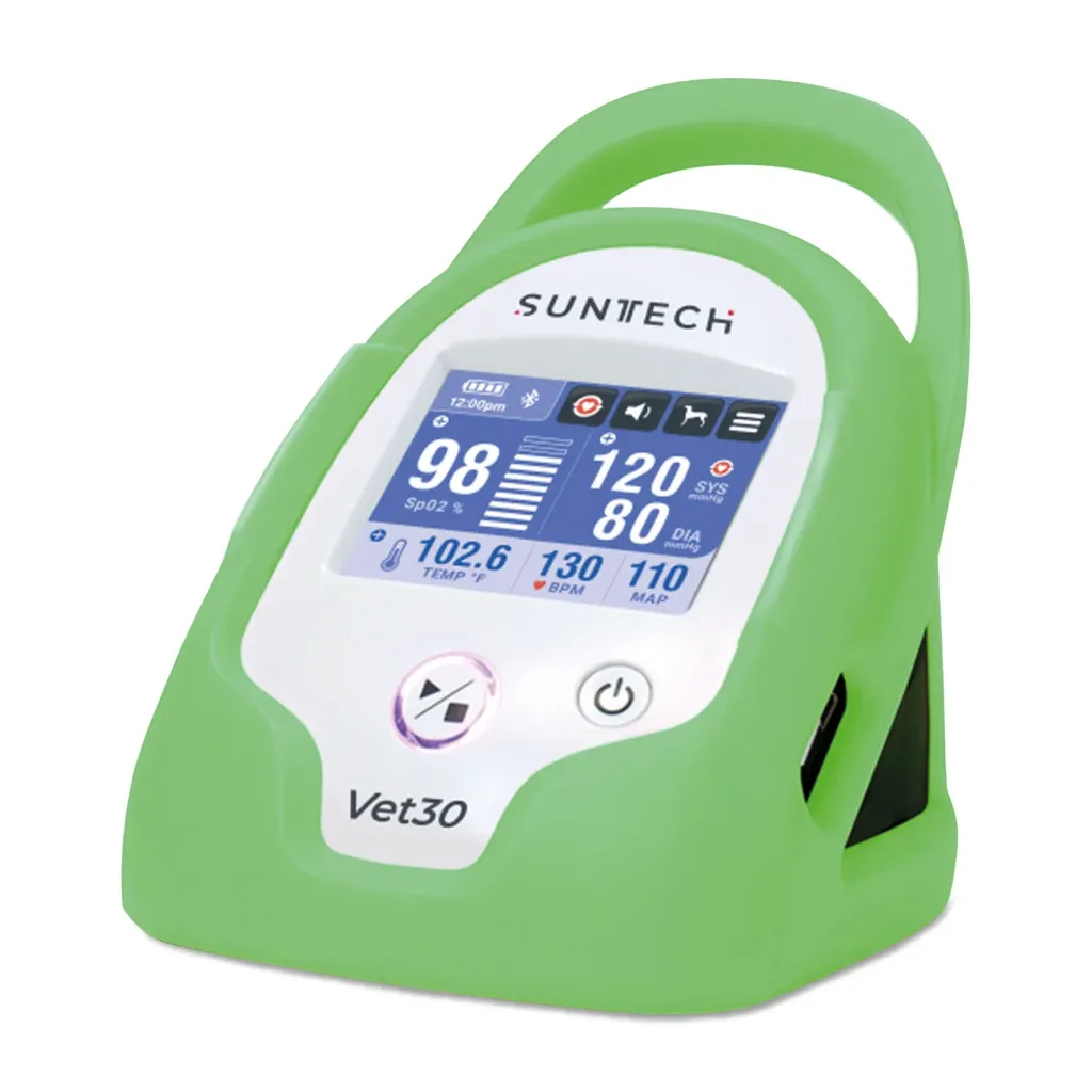 [217231] Blutdruckmessgerät SunTech VET30 grün, inkl. 6 Manschetten, SpO2-Sensor, Temperatursonde, Blutdruckschlauch, Netzteil, Li-Ionen-Akku und Schutzhülle