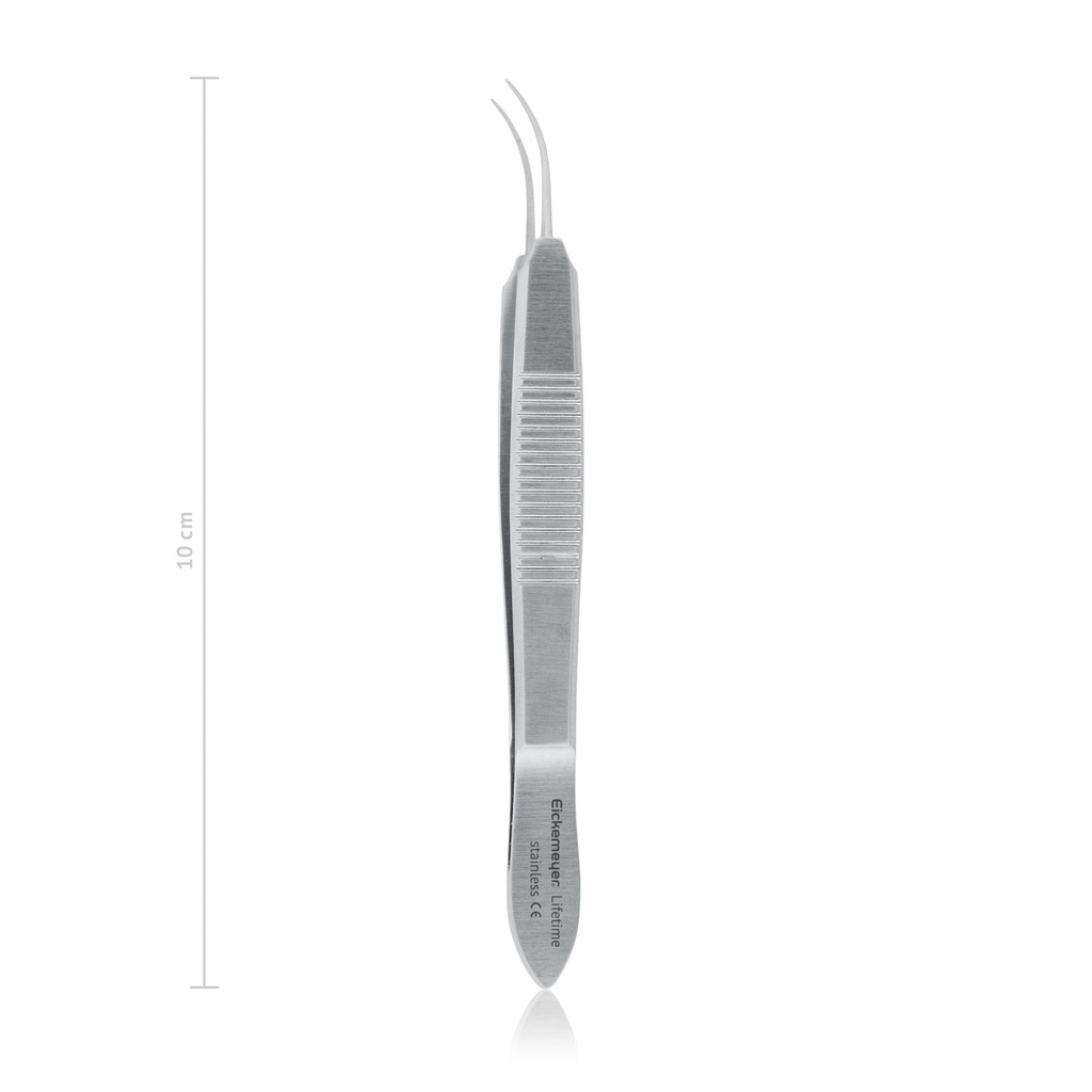 [172035] Pince à fil Harms sans dents, courbée, plateforme de 6 mm pour fil de 7-0 à 9-0, 10 cm courbée