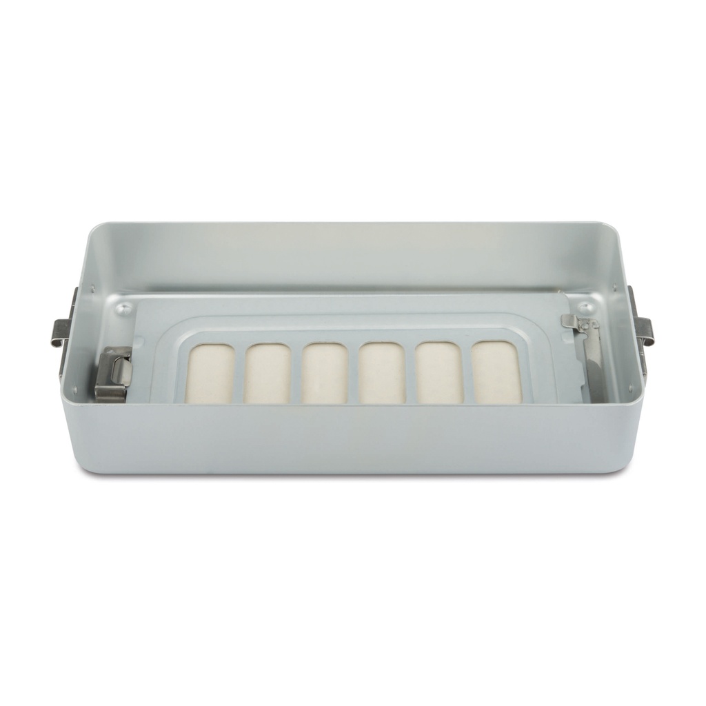 7 cm high base part for small set container, perforated, flat, 300 x 140 x 60 mm, silver