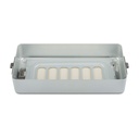 Base de 6 cm de haut pour petit récipient, perforée, 300 x 140 x 60 mm, grise