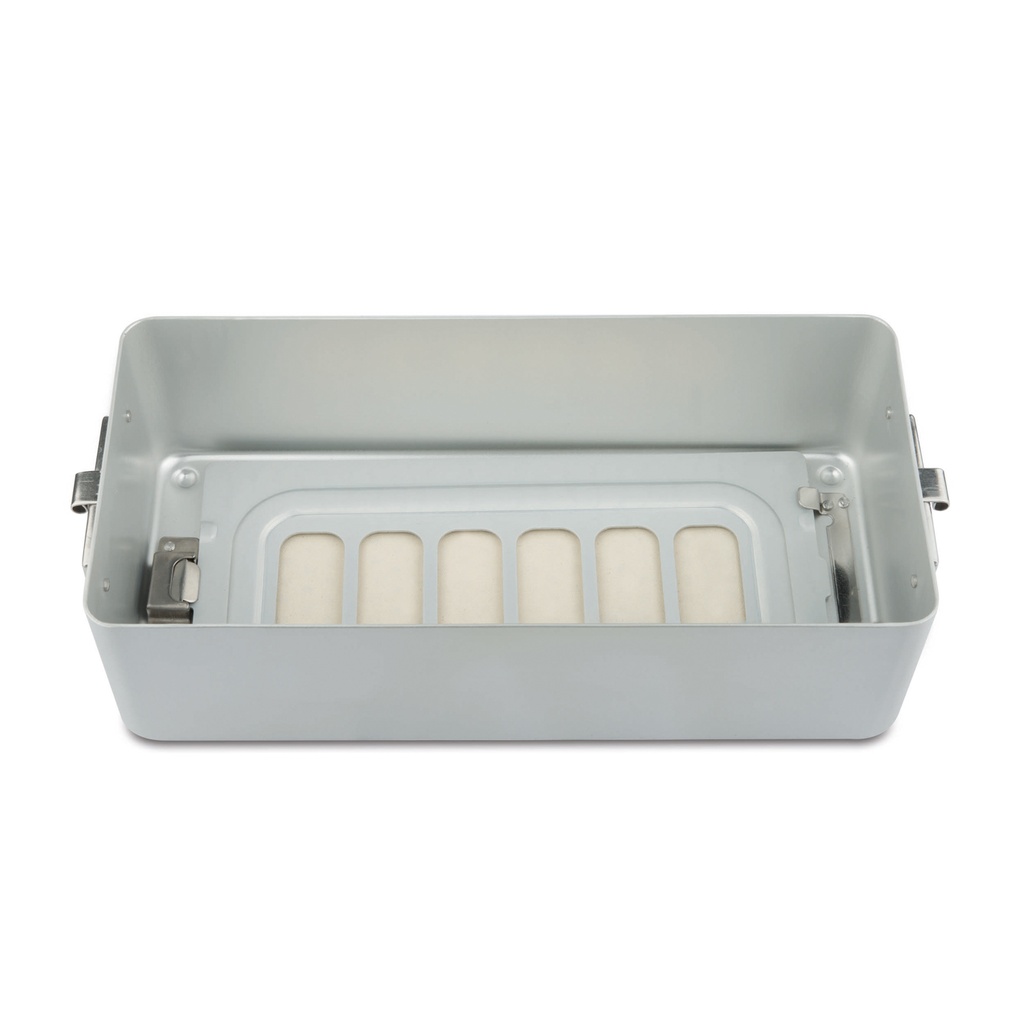 Base de 10 cm de haut pour petit récipient, perforée, 300 x 140 x 100 mm, grise
