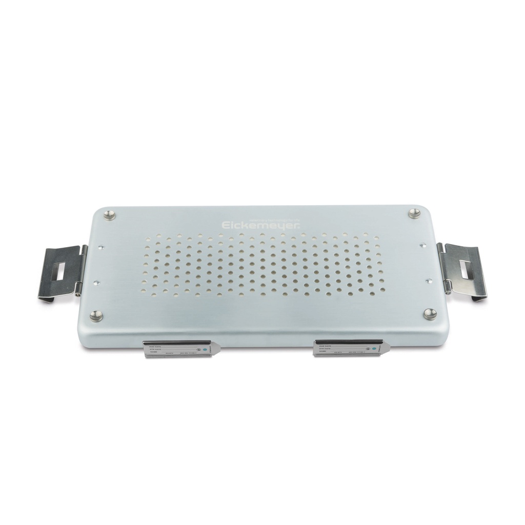 Couvercle argenté pour petit récipient, perforé, 305 x 140 x 20 mm, avec filtre en papier et support pour étiquettes