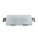 Silberner Deckel zu Klein-Set-Container, perforiert , 300 x 140 mm, mit Papierfilter und Halterung für Etiketten