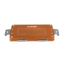 Couvercle orange pour petit récipient, perforé, 305 x 140 x 20 mm, avec filtre en papier et support pour étiquettes