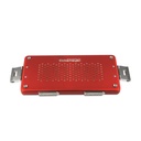 Roter Deckel zu Klein-Set-Container, perforiert, mit Papierfilter und Halterung für Etiketten