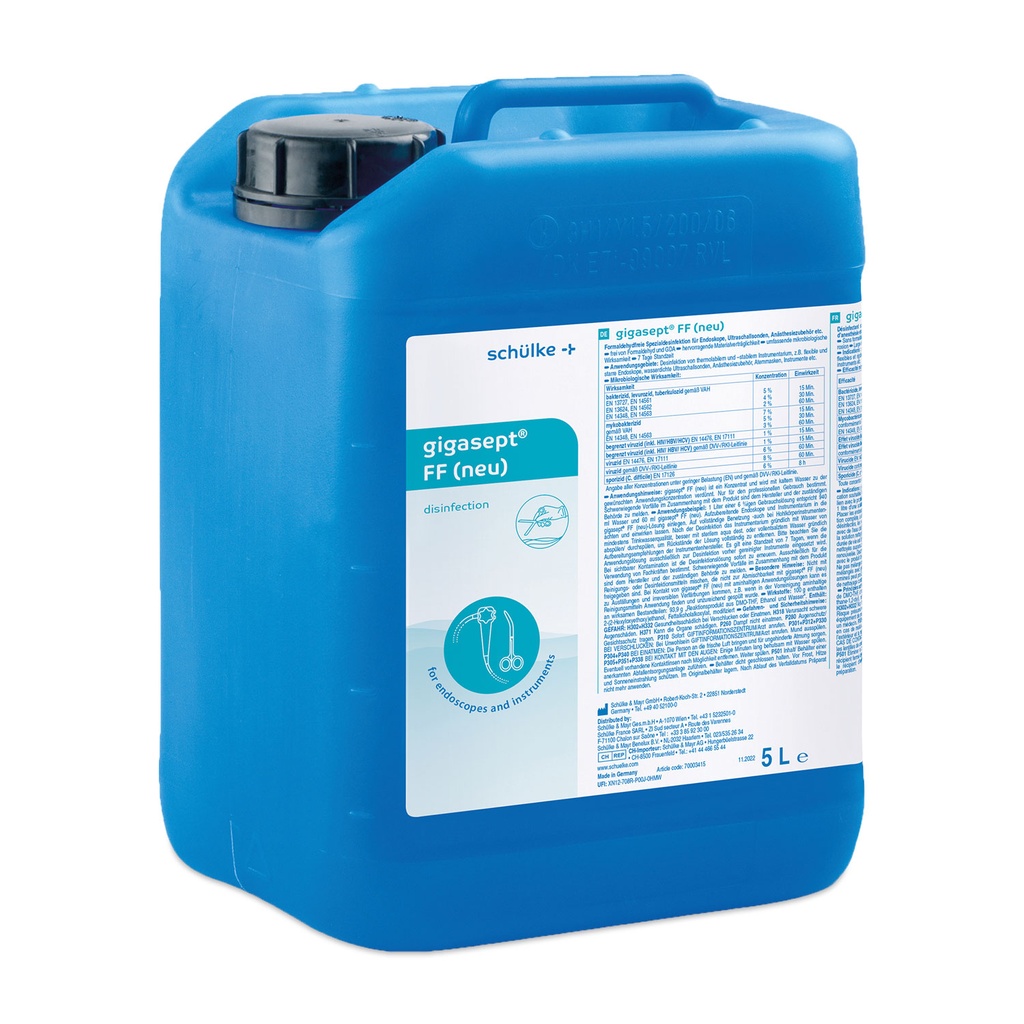 [307320] Schülke gigasept FF nouveau, bidon de 5 l, désinfection manuelle des instruments chirurgicaux et médicaux sensibles