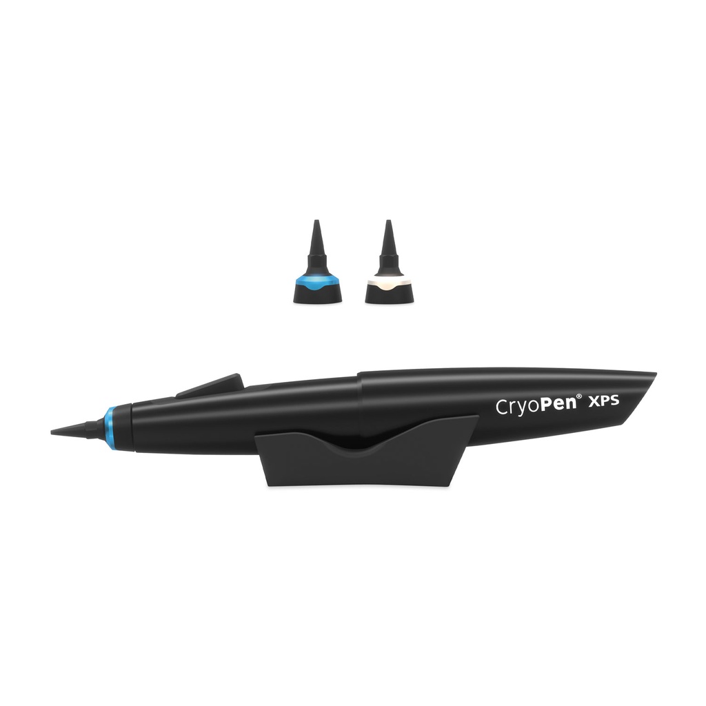 Paket: CryoPen XPS, inkl. 84 x 8g Kartuschen und je 1 Stk. CryoPen-Aufsatz blau 1-3 mm / weiß 2-4 mm