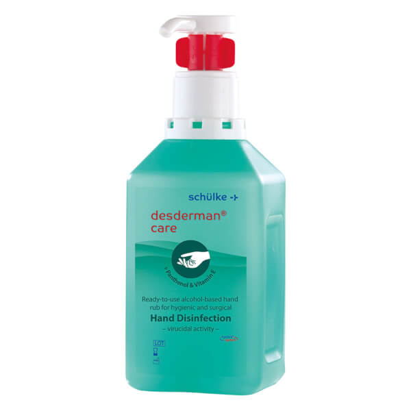 schülke desderman care, 1 l Pumpflasche, Händedesinfektion auf Ethanol Basis mit pflegendem Panthenol