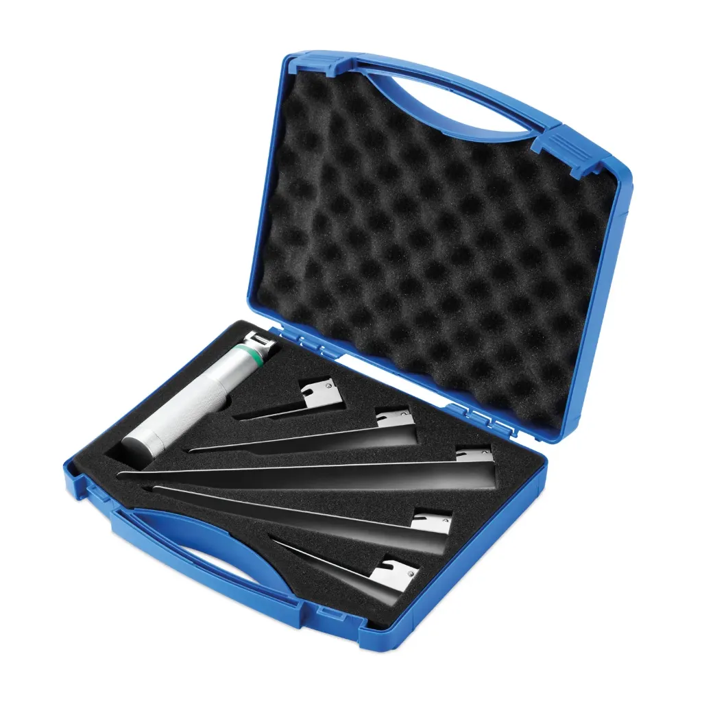 [301410] Laryngoscope (droit), avec manche, LED de rechange et 5 spatules