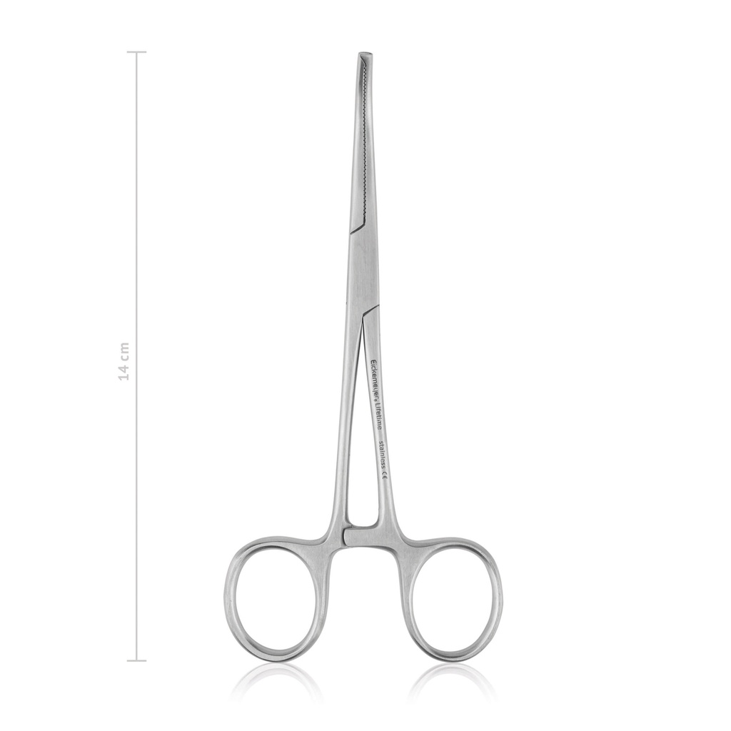 [974114] Pinza emostatica KOCHER-OCHSNER 14 cm, curva, denti 1x2, LINEA ECONOMICA