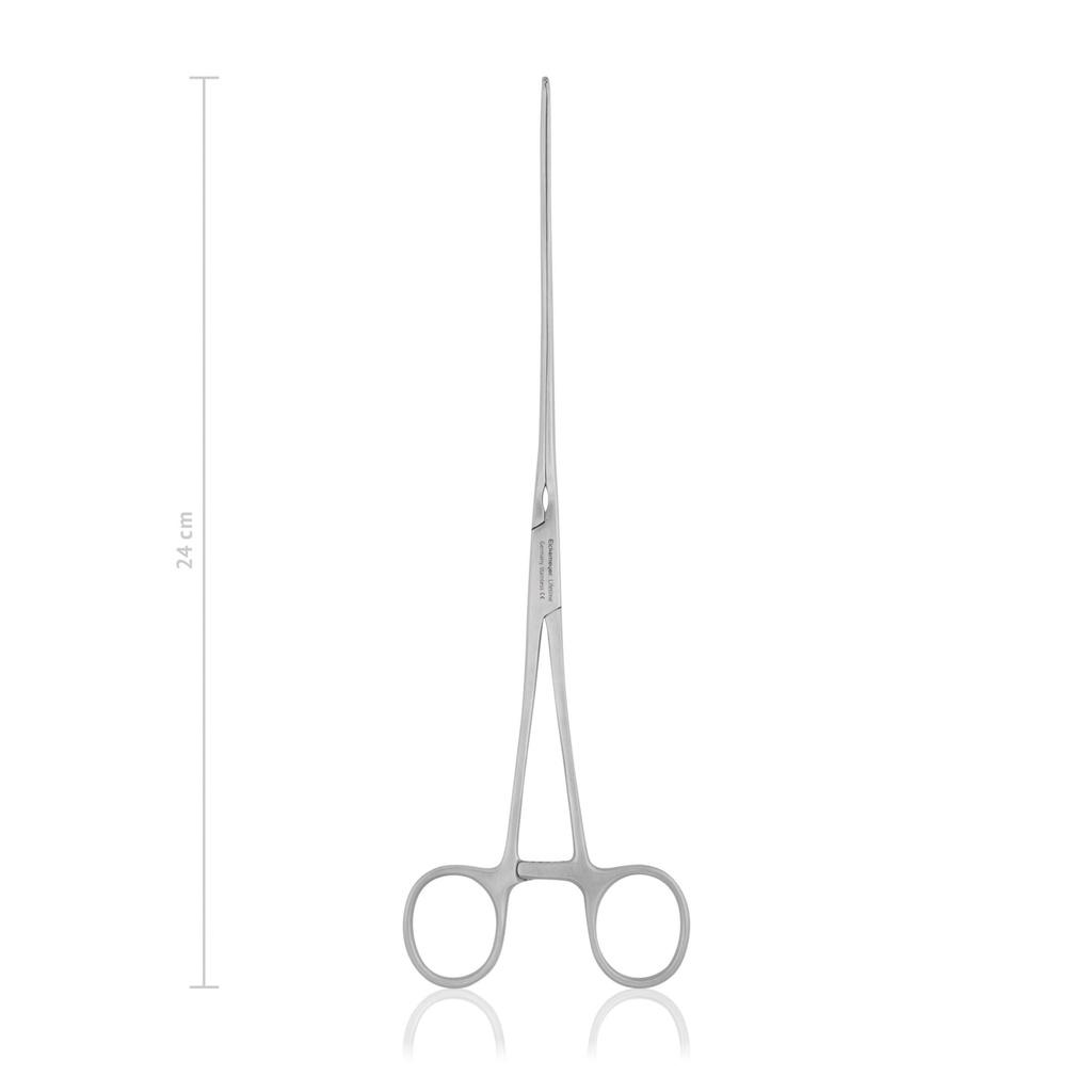 Pince intestinale Mayo-Robson, 24 cm, courbée, nervurée longitudinalement, souple et élastique