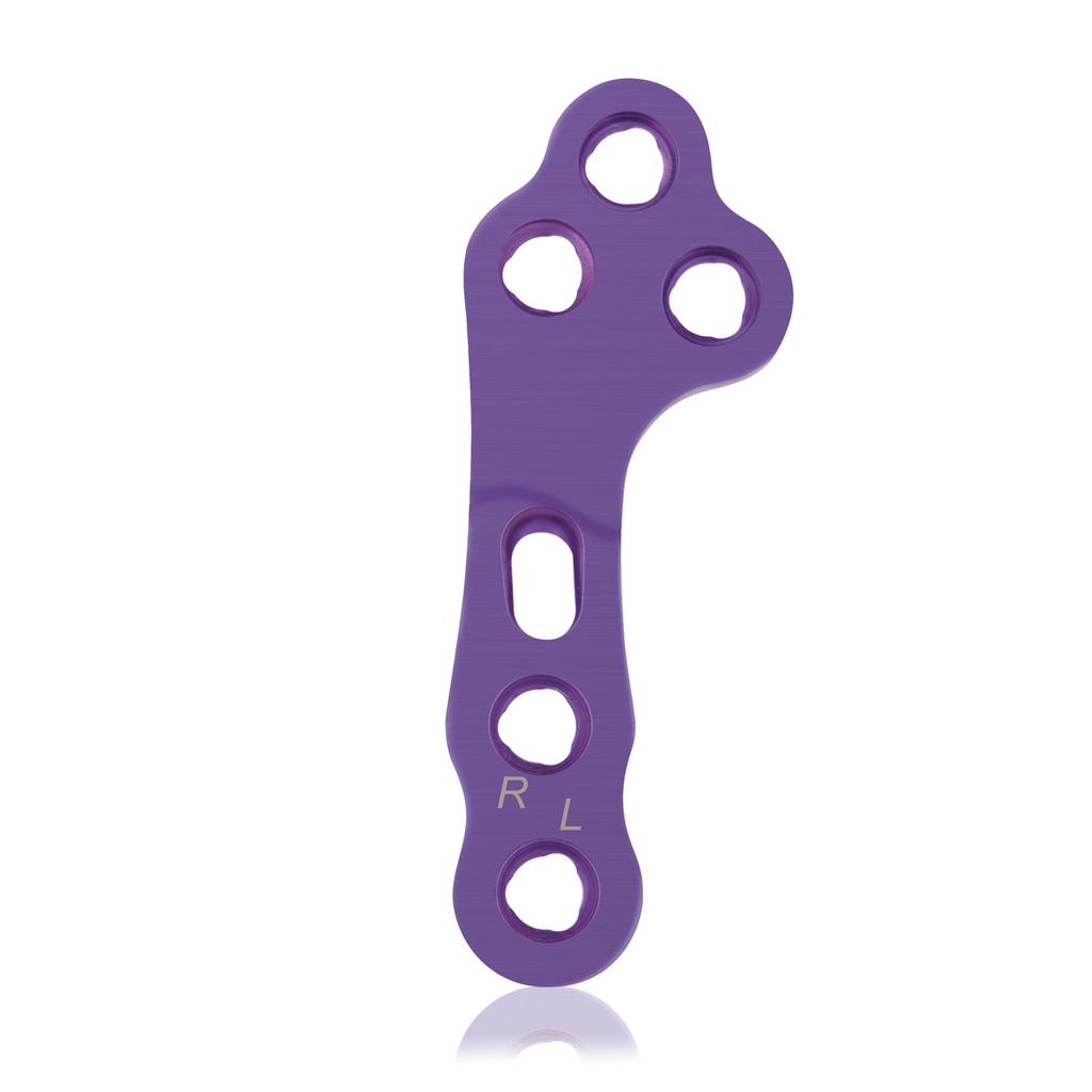 [187763] EickLoxx TPLO jobb oldali L zárólemez, 3/3 lyuk, 54 mm, Ø 2.7 / 3.5, titán, magenta