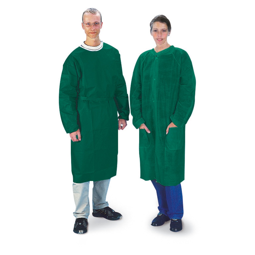 Casaque de chirurgie, vert, à fermeture au bras et à la ceinture, taille univer.