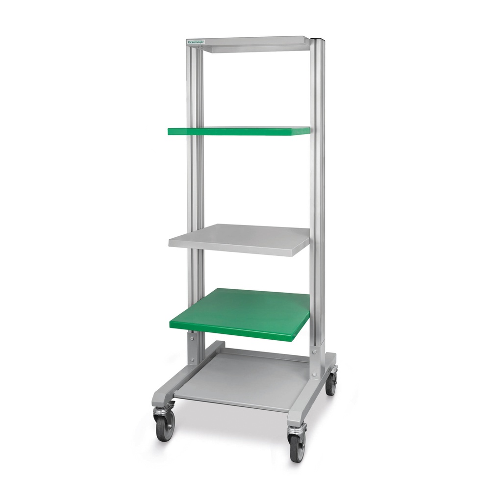 [306155] Endoskopie-/ Gerätewagen "EICKEMEYER®", eine feste Bodenablage und 3 verstellbare Ablageböden 54 x 50 cm, Grundfläche 70 x 60 cm, H = 170 cm
 
