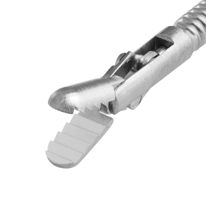 Fremdkörperzange, flexibel, Alligator Maulteile, verzahnt, Ø = 1,8 mm, L = 120 cm