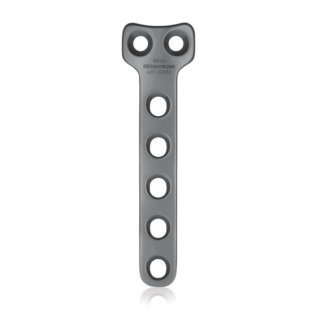 Hybrid T-plade til skruer Ø = 2,7 mm 5+2 huller, længde 65 mm