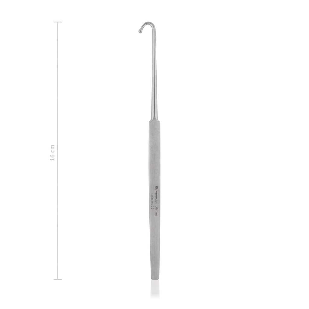 [851317] Uncino per castrazione dei gatti, 16 cm con bottone, diametro= 3 mm