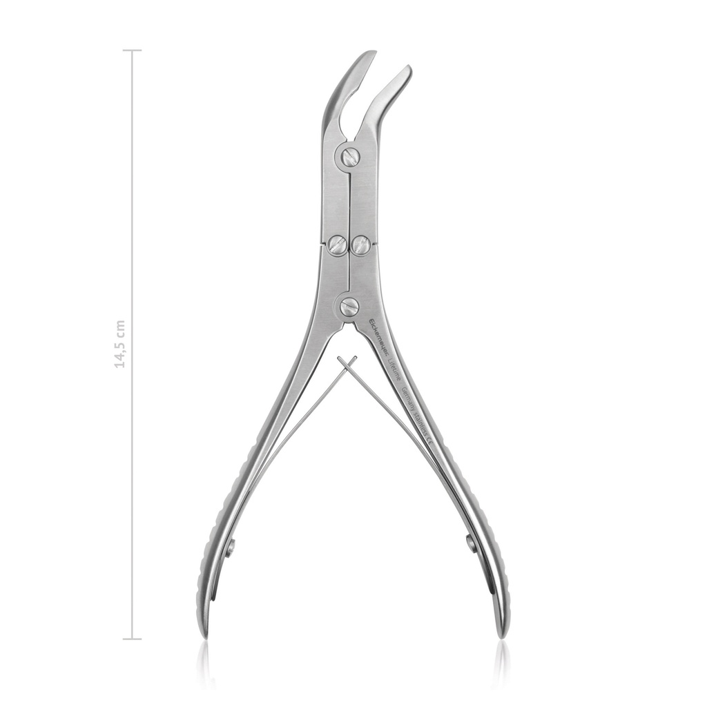 [184415] Pince emporte-pièce à laminectomie Schneidemann, 15 cm, avec angle sur le côté, double articulation