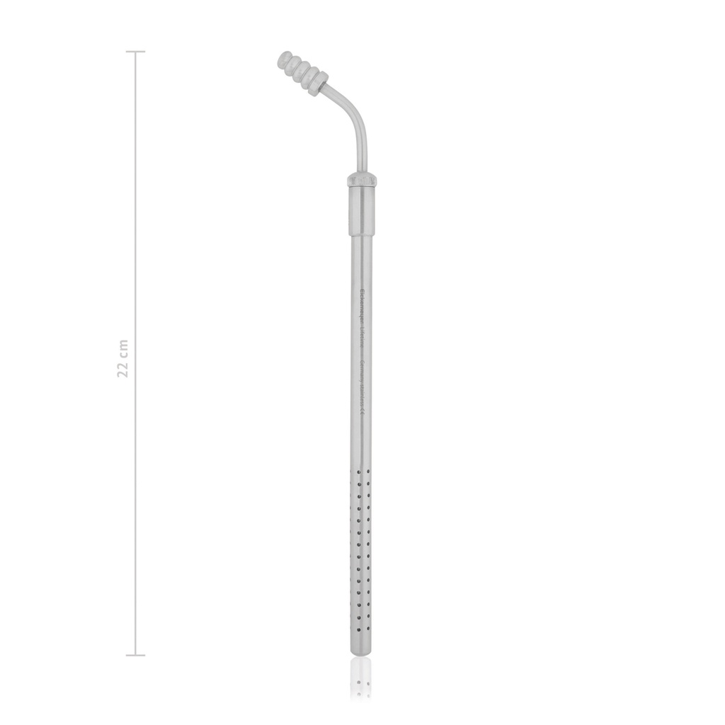 [199225] Canule aspiration POOLE longueur 22 cm, 8 mm courbée