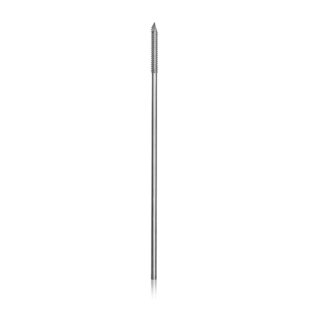 [180496] Steinmann-Nagel, d = 2,4 mm, mit aufge- setztem Gewinde am Ende des Nagels Gewinde: d = 3 mm, Länge 10,2 cm
