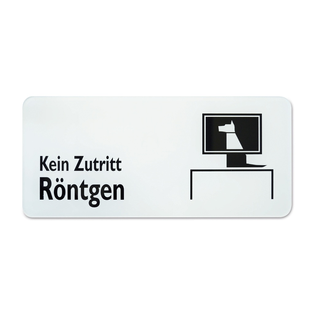 [910055] Panneau symbole "interdiction d´entrer radiographie" 30 x 13,5 cm, noir/blanc