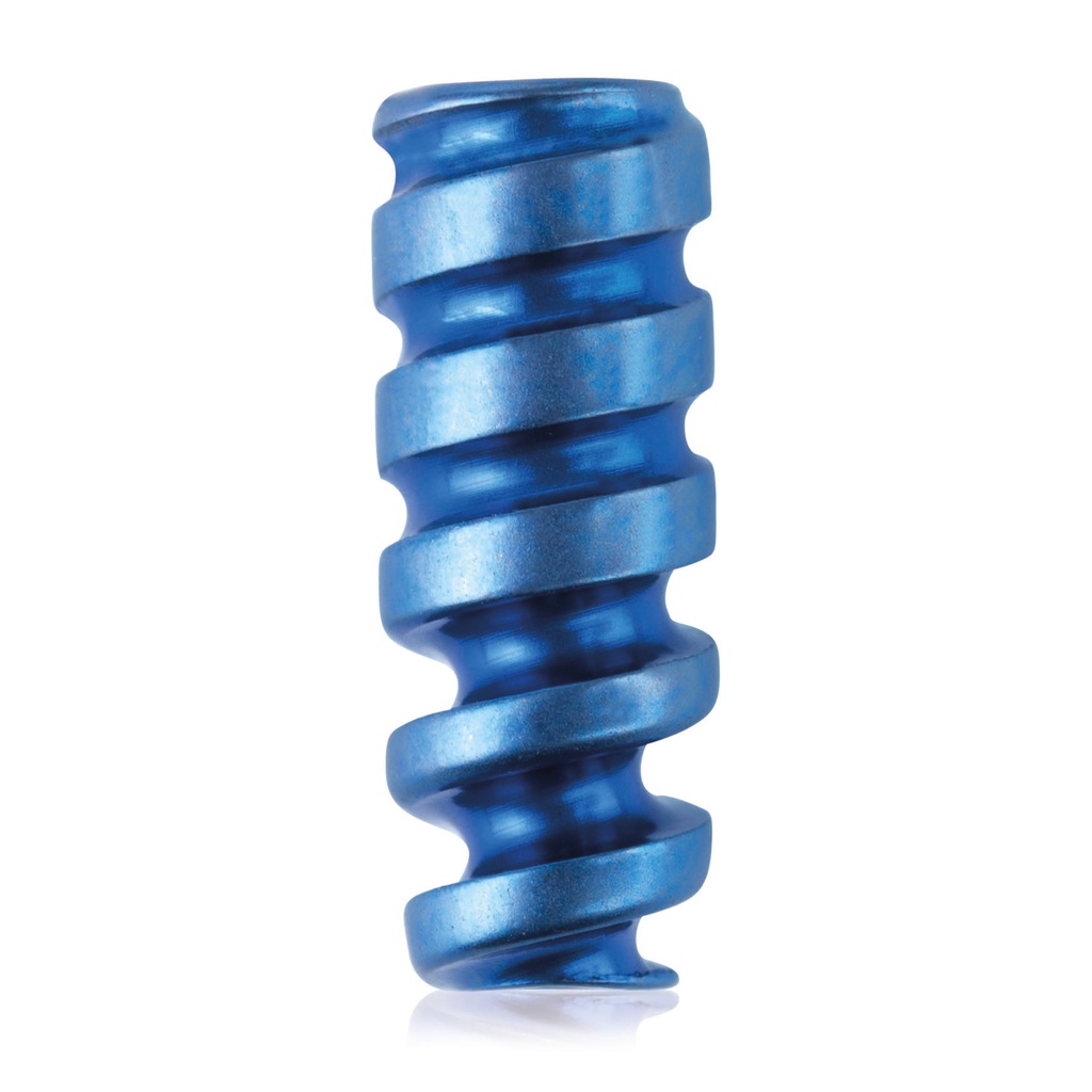 [191535] Vis à interférence en titane, canulée 1,1/Ø3,0/8,0 mm, HEX 2,0, bleu foncé