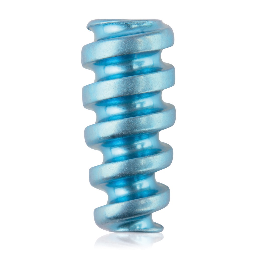 [191538] Vis à interférence en titane, forme canon, 1,1/Ø3,5/8,0 mm, HEX 2.0, bleu clair