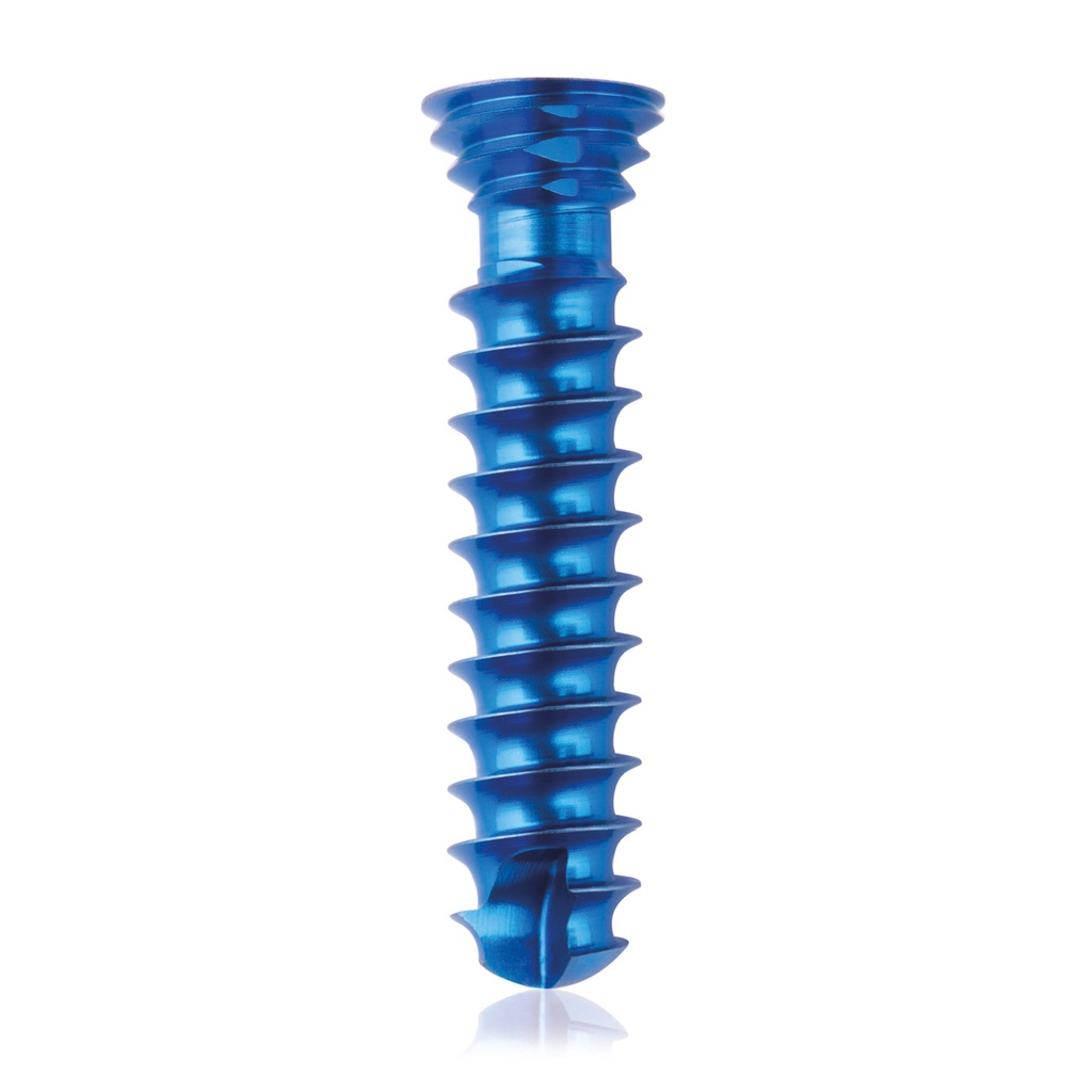 [185594] Titán zárócsavar Ø4,0 × 18 mm, szögstabil, többirányú, kék, Torx 10, önfúró, önmetsző