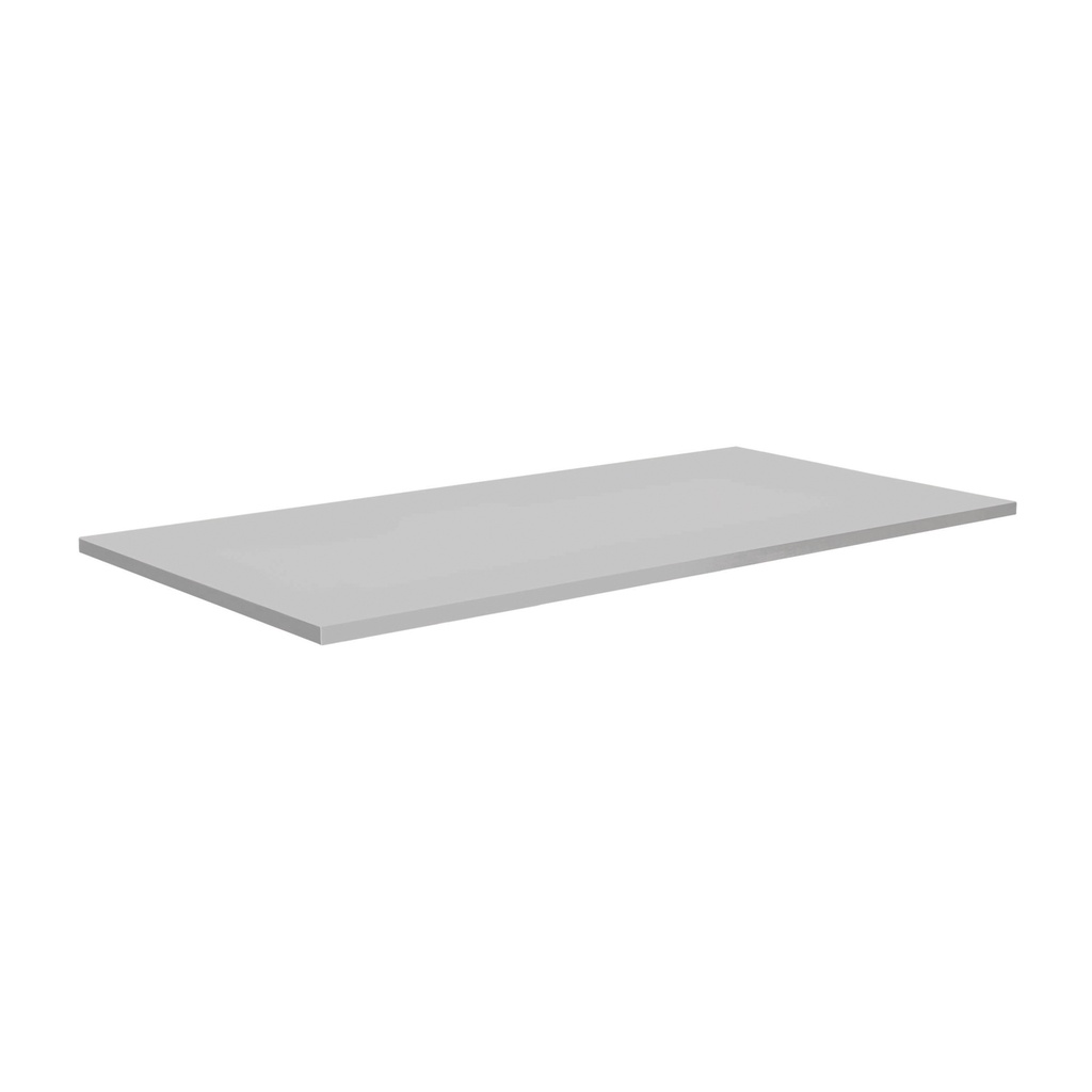 Tischplatte Edelstahl, flach, 1300 x 600 x 22 mm mit weißer Holzplatte unterfüttert