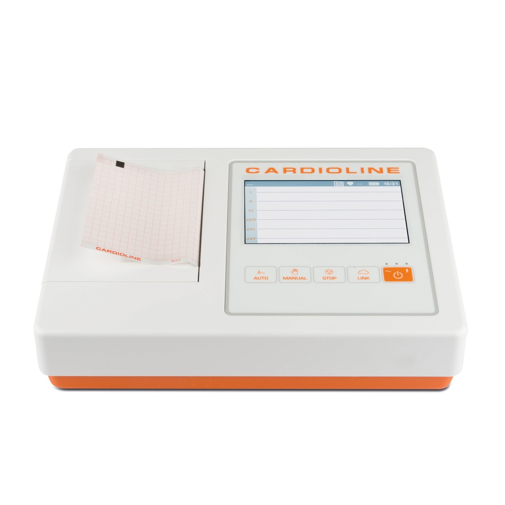 Électrocardiographe Cardioline ECG 100L avec câble patient à 5 broches et un écran tactile couleur de 5 puces