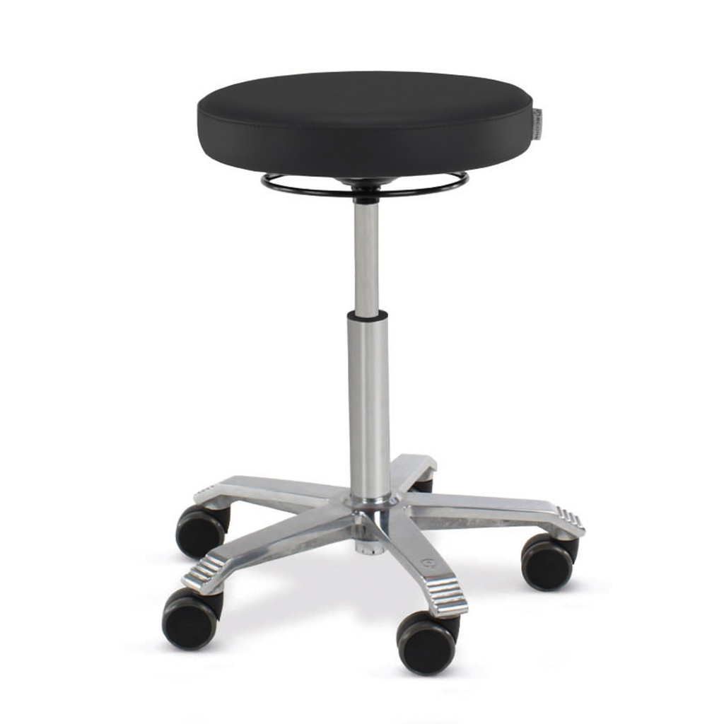[6101200001] Behandlungshocker SCORE Medical, Rundsitz gepolstert Höhenverstellung 55 - 74 cm (Schwarz)