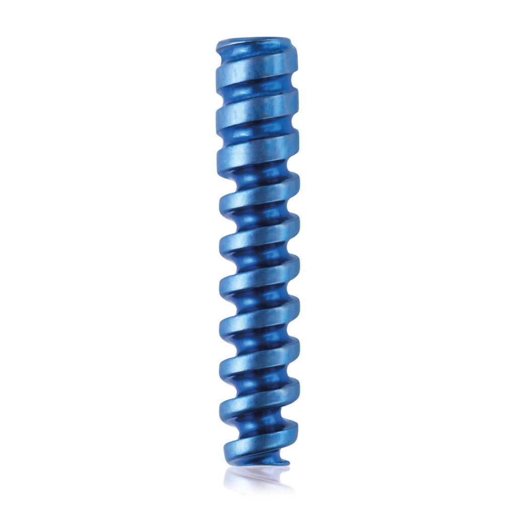 [191577] Vis d'interférence en titane Ø3.0x16mm, canulée, canulation 1.1mm bleu HEX 2.0