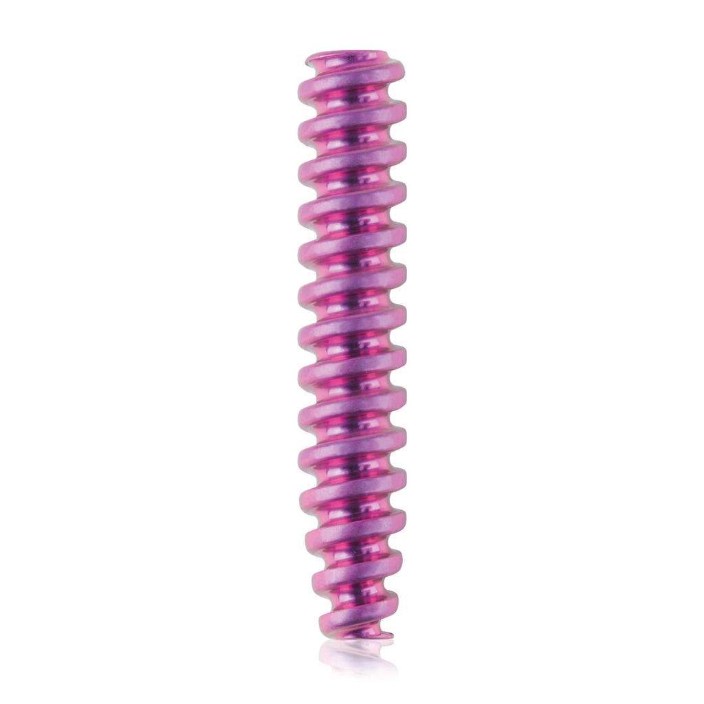 Vis d'interférence en titane Ø4.0x21mm, canulée, canulation 1.1mm, magenta, HEX 2.0