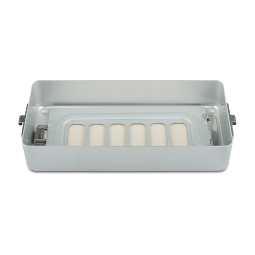 [500617] 7 cm high base part for small set container, perforated, flat, 300 x 140 x 60 mm, silver