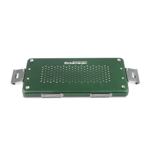 [500714] Couvercle vert pour petit récipient, perforé, 305 x 140 x 20 mm, avec filtre en papier et support pour étiquettes