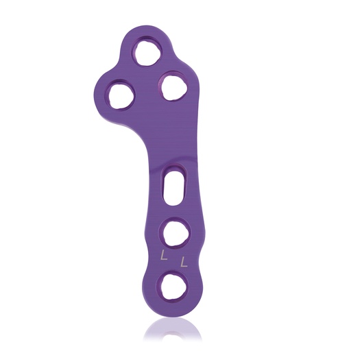 [187773] EickLoxx TPLO bal oldali L zárólemez, 3/3 lyuk, 54 mm, Ø 2.7 / 3.5, titán, magenta