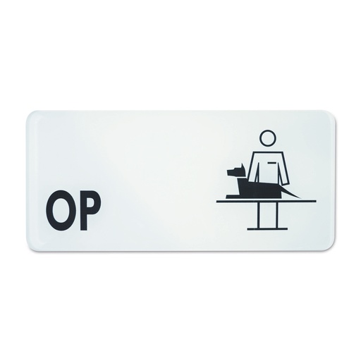 [910025] Panneau symbole "OP" 30 x 13,5 cm noir/blanc