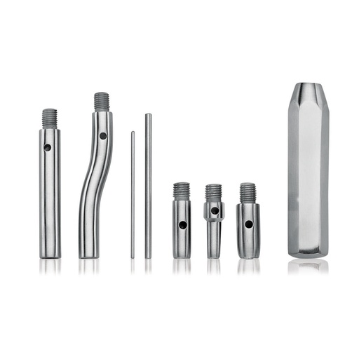 [177760] Set elevatore lupini completo con 2 testine, prolunga e manipolo, taglia larga 3 mm, composto da: piccolo, medio