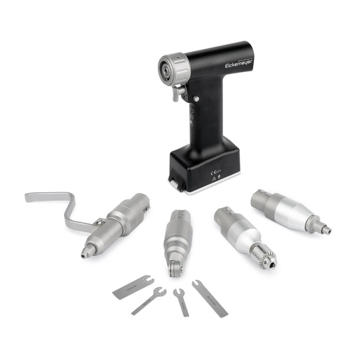 [195000] Perceuse sans fil OrthoVet PRO : 4 accessoires : mandrin de perçage Jacobs, mandrin sans clé AO, scie oscillante, mandrin sans clé pour fils KIRSCHNER, y compris 2 batteries au lithium avec chargeur, mallette de transport, perforée longitudinalement, autoclavable, 2x entonnoirs pour pièce à main OrthoVet PRO, 4x lames de scie pour OrthoVet PRO/OrthoVet PLUS